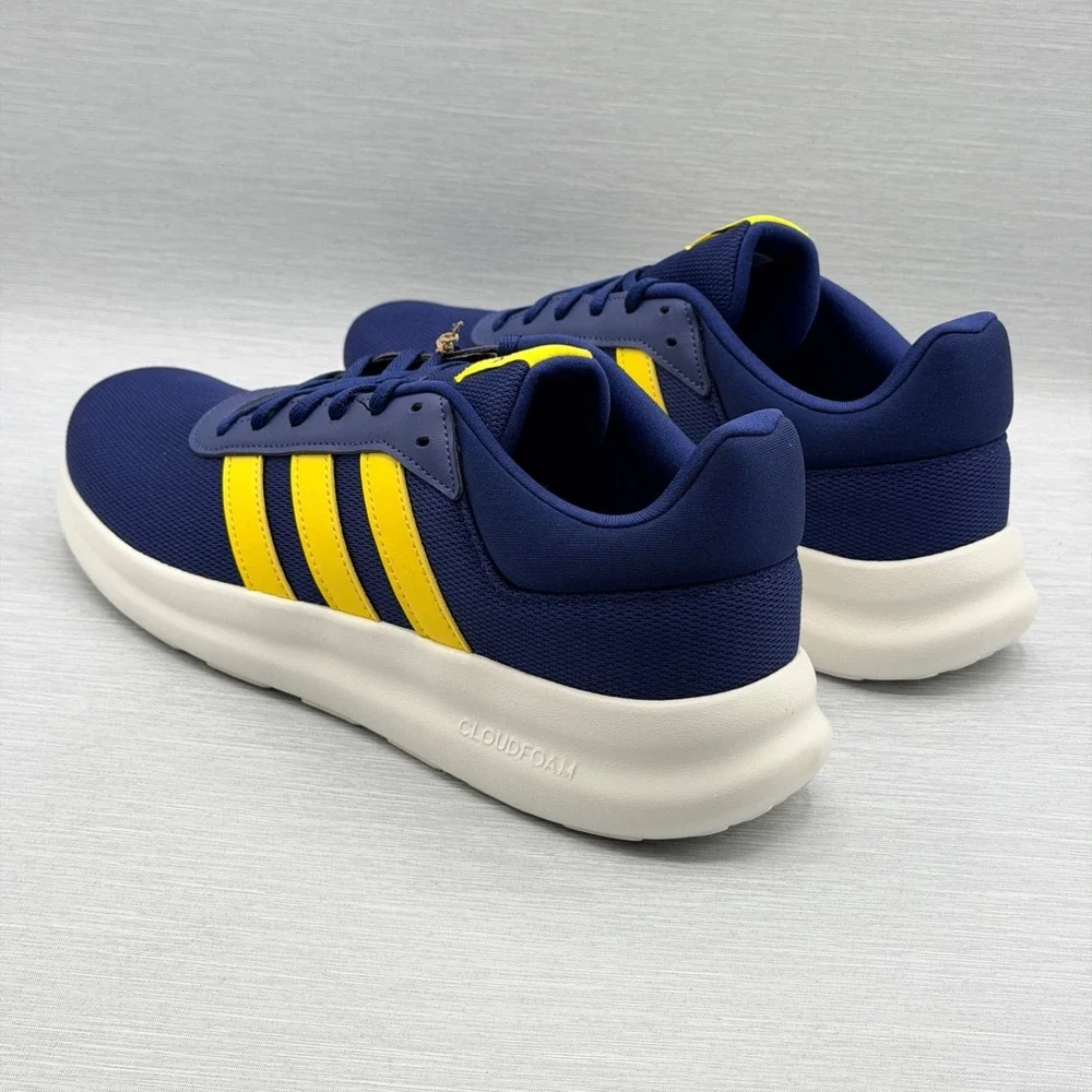Adidas Men's 12 Sneakers Blue Yellow Retro Comfort Lite Racer 4 Cloudfoam JR8544